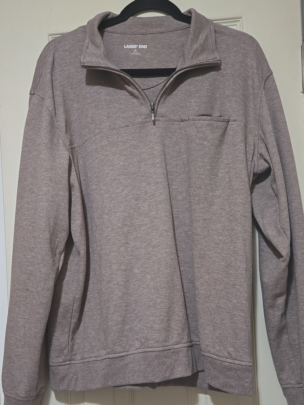 Lands' End Men's Heather Taupe Quarter-Zip Pullover
